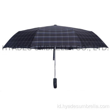 Periksa Tahan Angin Cetak Mens Folding Umbrella